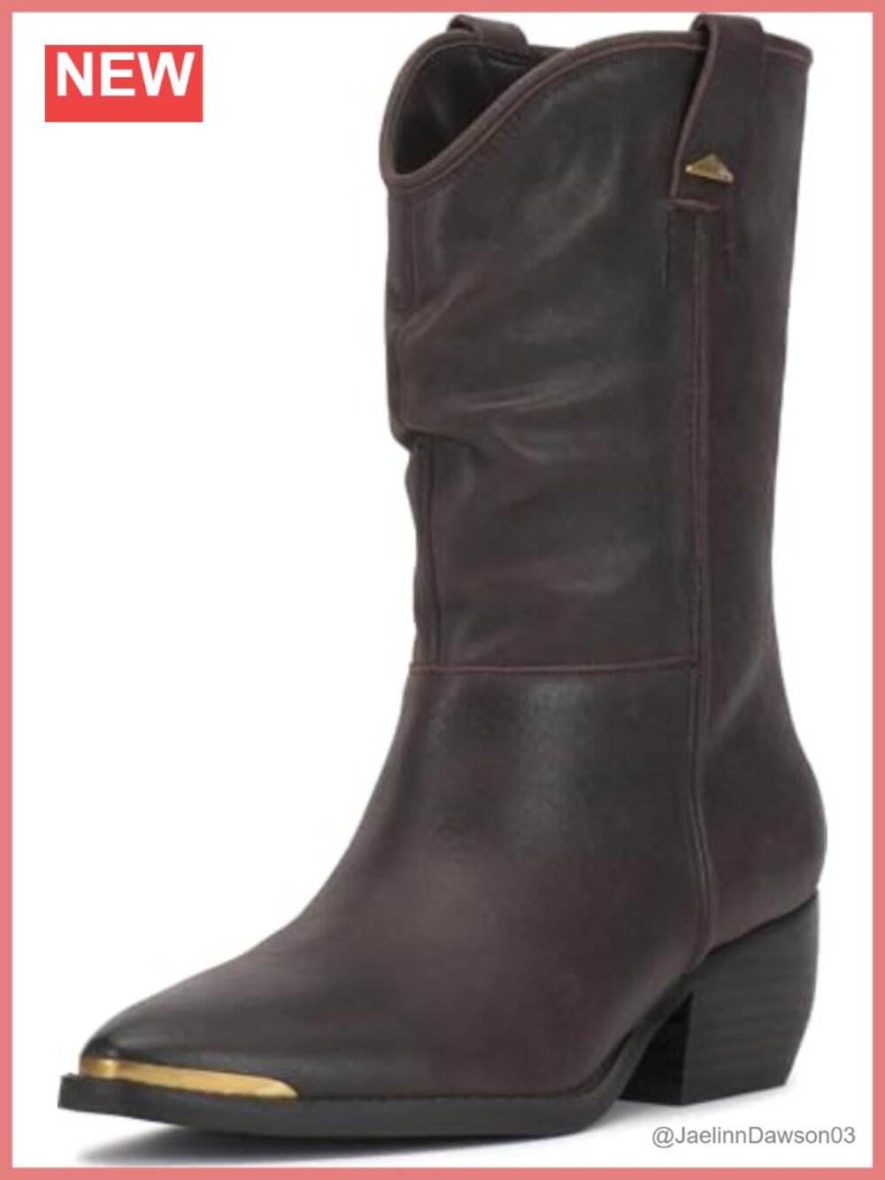 Vince Camuto Pezzra Mid-Calf Boots Pull-On Pointed Toe Block Heel Leather